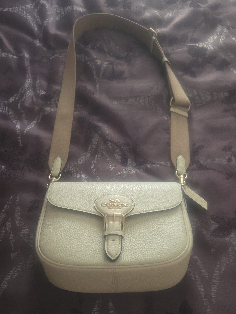 Coach Pebbled Leather Crossbody Bag in Light Taupe